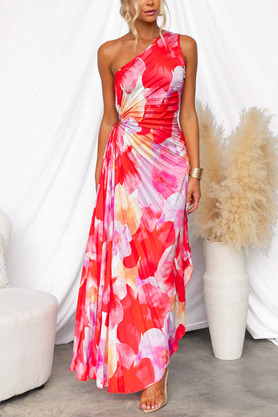 Tracie Mae Pleated One-Shoulder Summer Dress