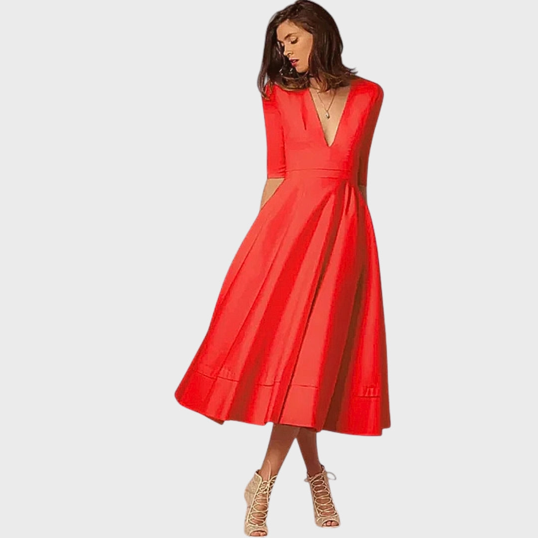 Selena Elegant V-Neck Dress