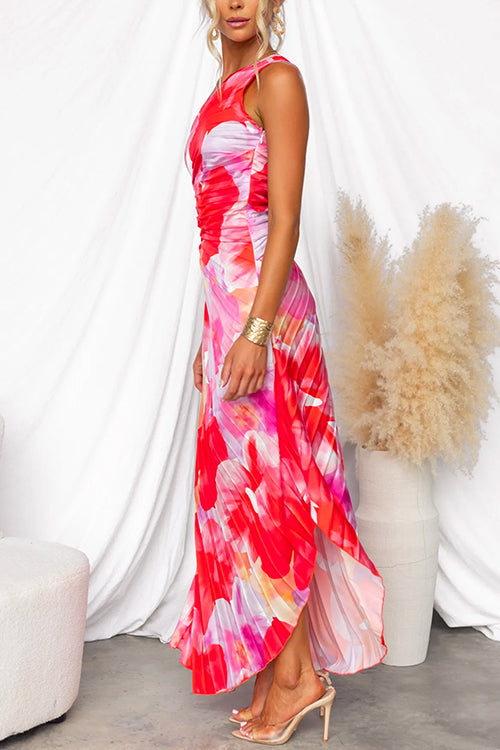 Tracie Mae Pleated One-Shoulder Summer Dress