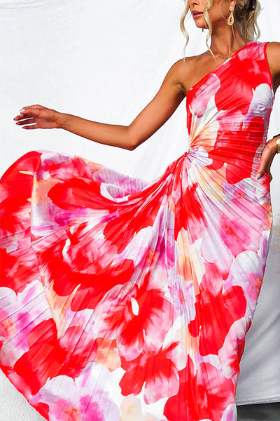 Tracie Mae Pleated One-Shoulder Summer Dress