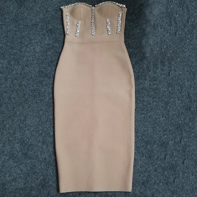 Ella Strapless Bandage Bodycon Midi Dress