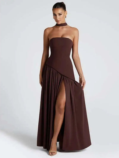 Siena Strapless Maxi Dress – Split Flame Edition