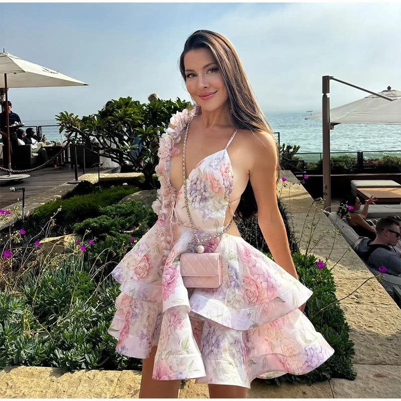 Aurelia Halter Dress – Wild Bloom, Bare Beauty