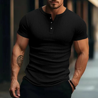Eron Striped Knit Henley – Ease Line Edition