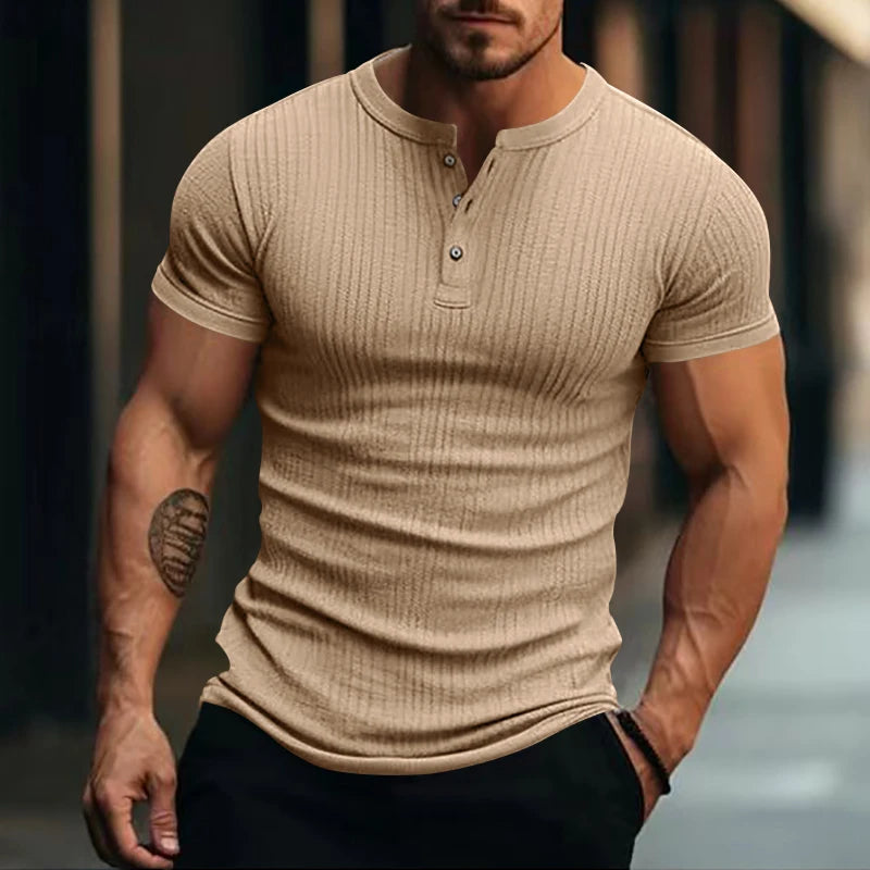 Eron Striped Knit Henley – Ease Line Edition