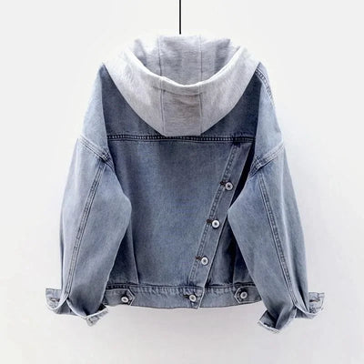 Nova Zip-Up Denim Hoodie Coat