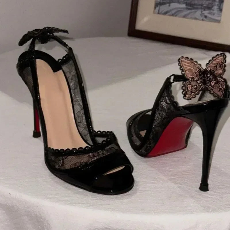 Nina Sexy Lace Bowknot High Heels  Sandals