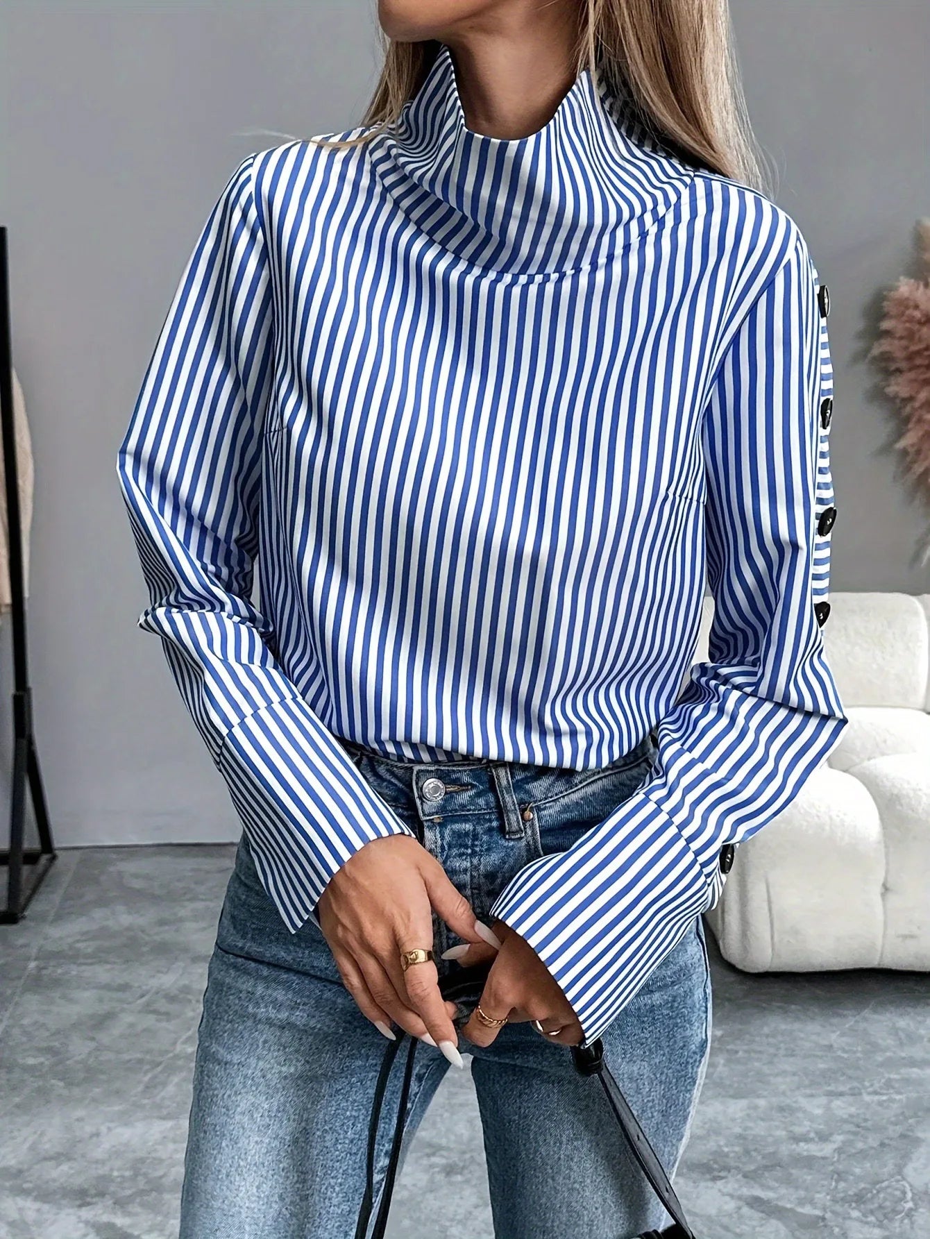 Elise Stripe Splice Blouse