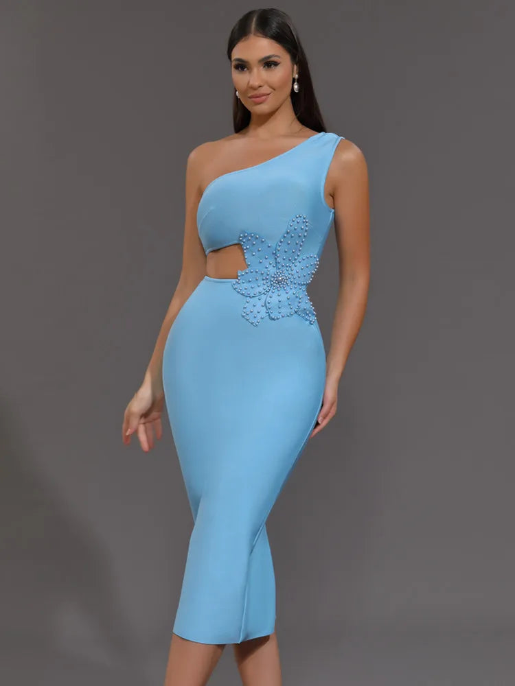 Elise One-Shoulder Dress – Pearl Sky Edition