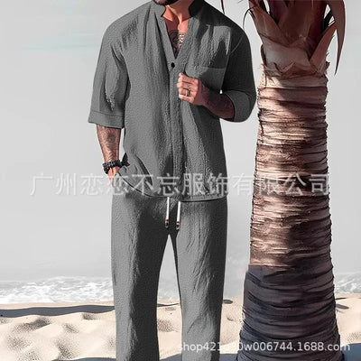 Derek Element Set – Men’s Effortless Cotton-Linen Two-Piece