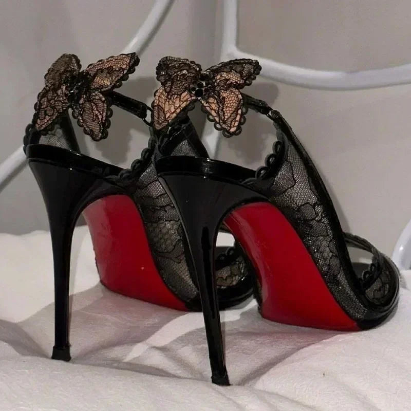 Nina Sexy Lace Bowknot High Heels  Sandals