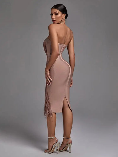 Vela Strapless Tassel Dress
