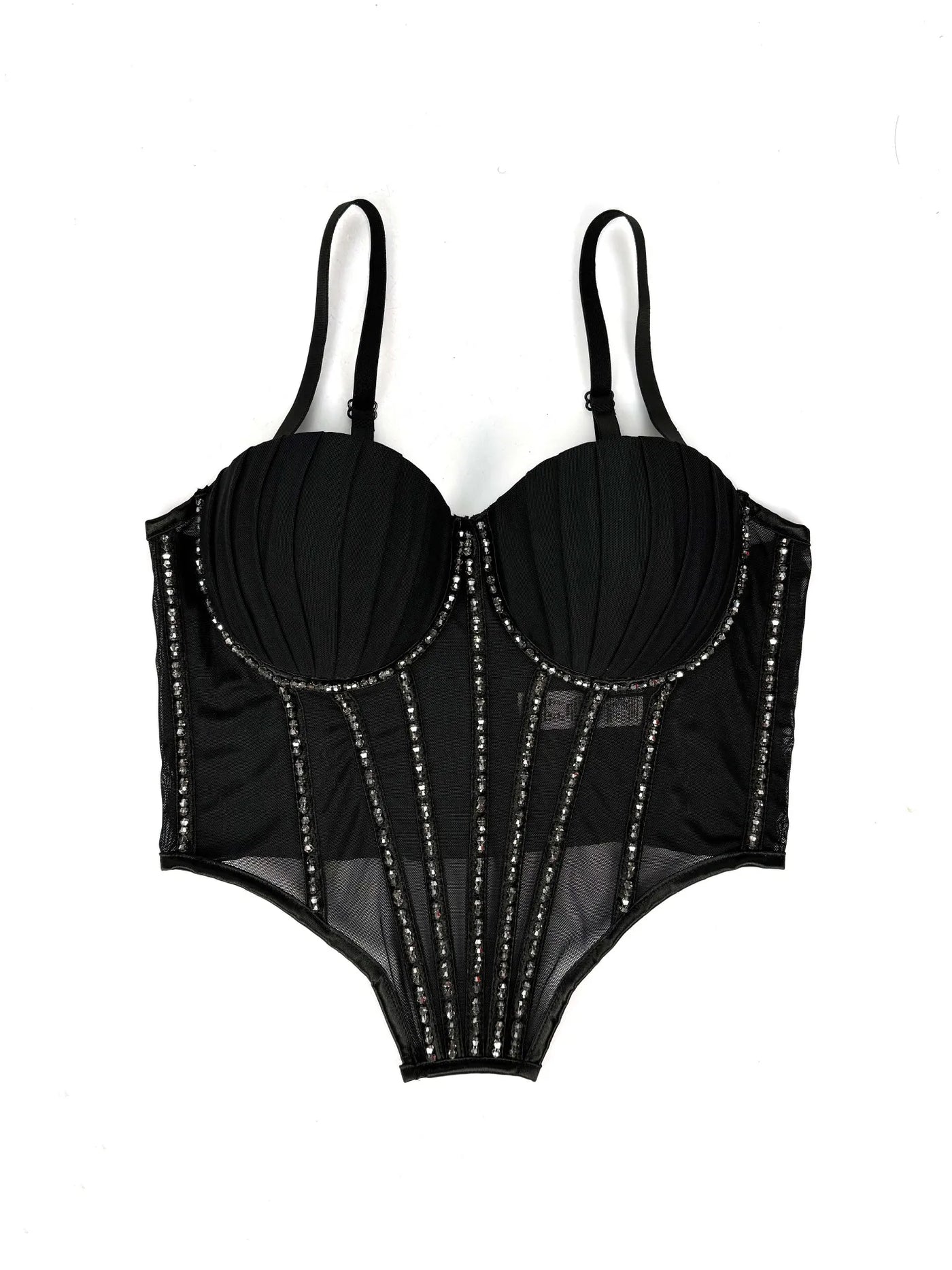 Vexa Crystal Mesh Bra Top – Structured Sparkle Edition