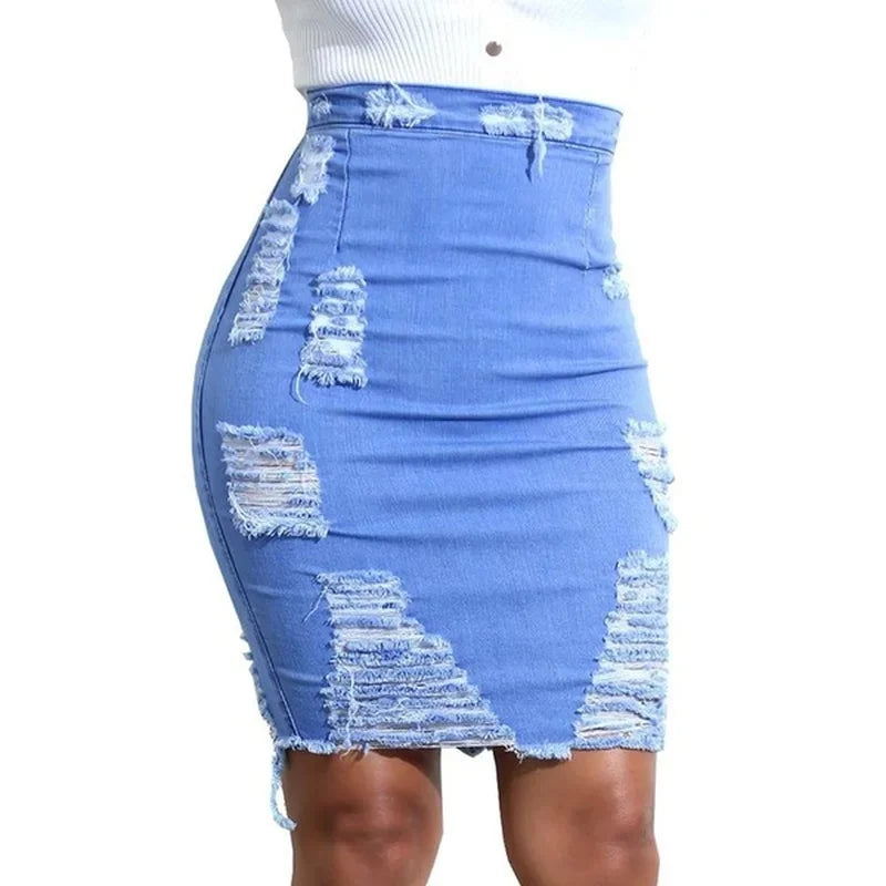 Reina Stonewash Denim Skirt – Raw Edge Edition