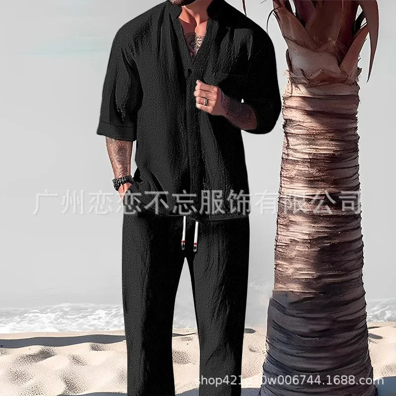 Derek Element Set – Men’s Effortless Cotton-Linen Two-Piece