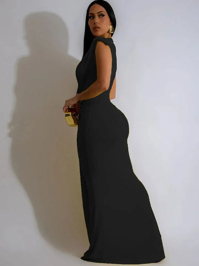 Nyra Ruched Maxi – Deep V Edition