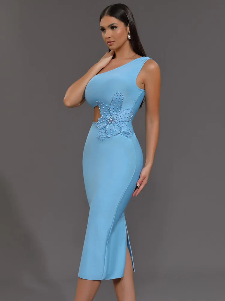 Elise One-Shoulder Dress – Pearl Sky Edition