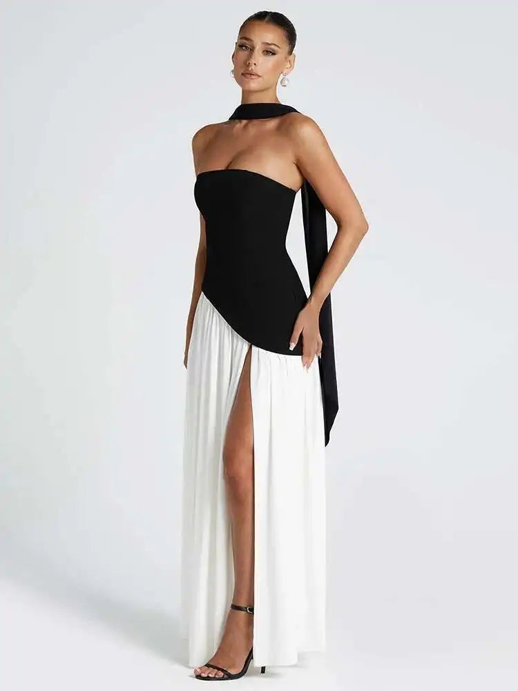 Siena Strapless Maxi Dress – Split Flame Edition