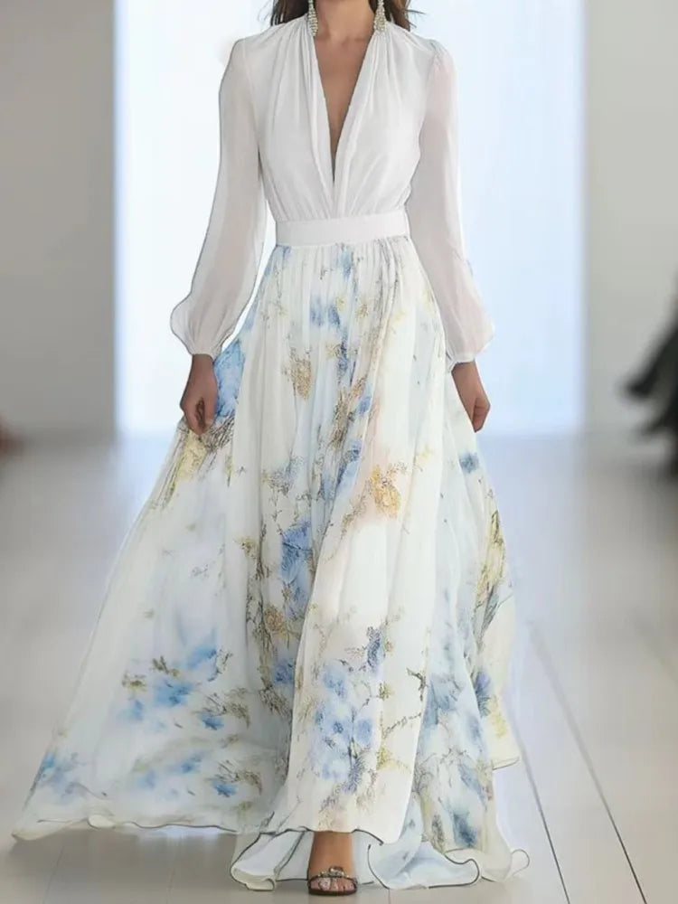 Lunara Deep V Maxi – Effortless Allure for Every Escape