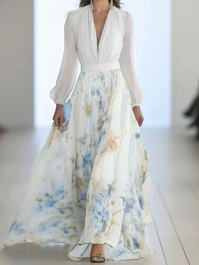 Lunara Deep V Maxi – Effortless Allure for Every Escape