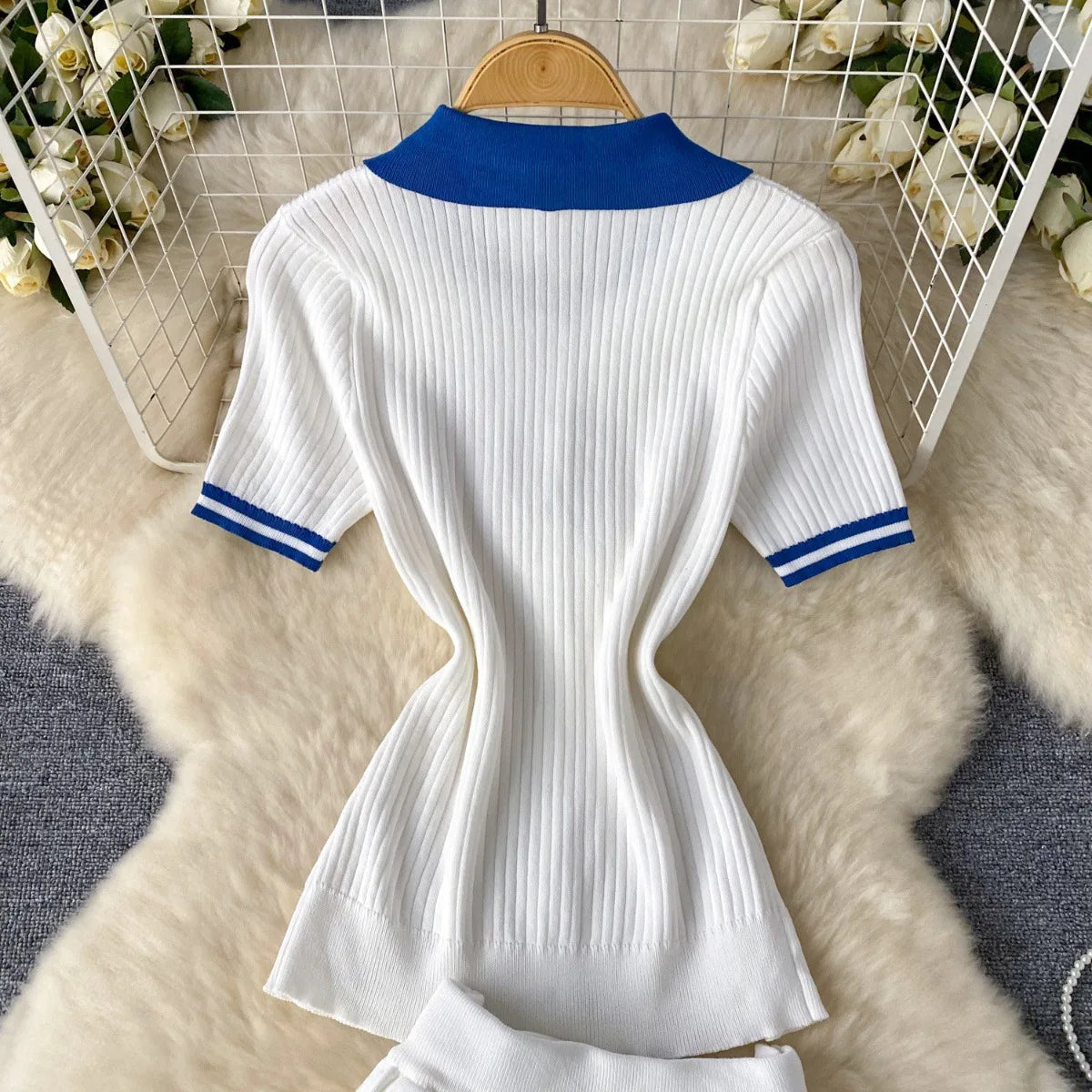 Luna Pleat Polo Set – Knit Mini Two-Piece