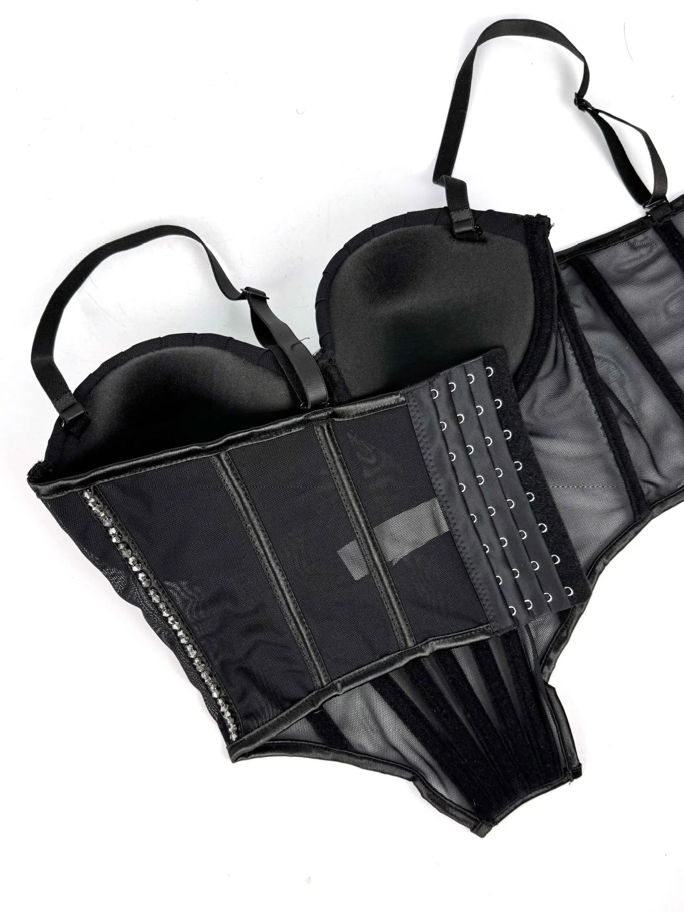 Vexa Crystal Mesh Bra Top – Structured Sparkle Edition