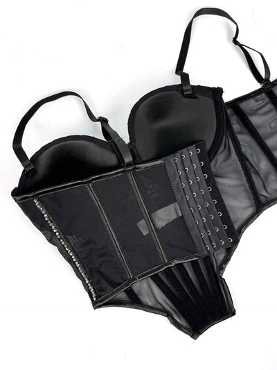 Vexa Crystal Mesh Bra Top – Structured Sparkle Edition