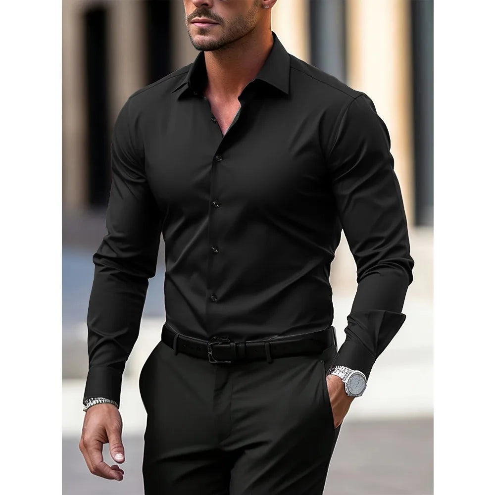 NoirFlex Classic Shirt – Men's Stretch Edition
