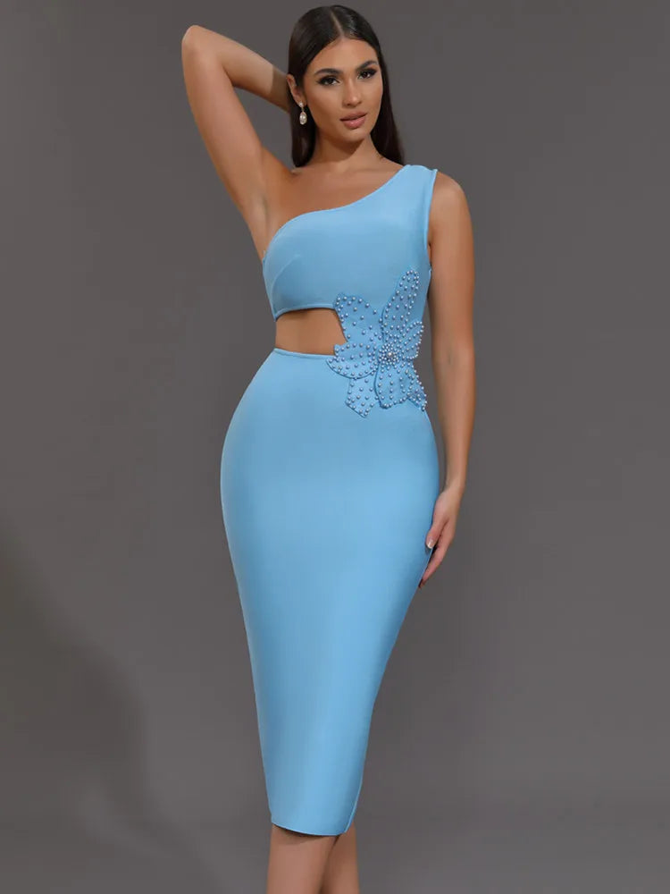 Elise One-Shoulder Dress – Pearl Sky Edition