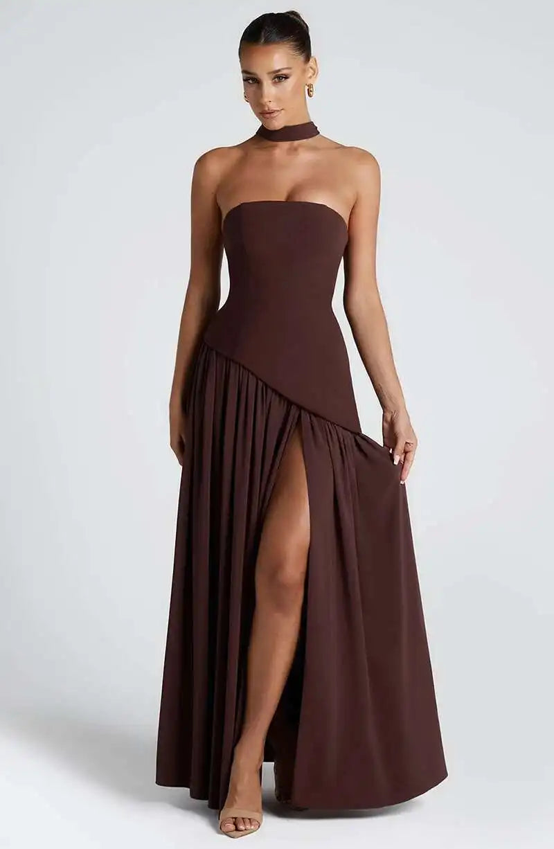 Siena Strapless Maxi Dress – Split Flame Edition