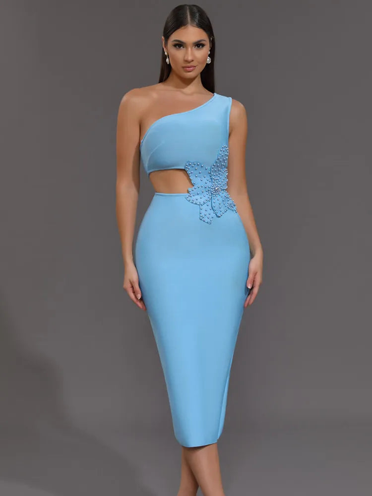 Elise One-Shoulder Dress – Pearl Sky Edition