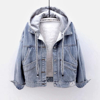 Nova Zip-Up Denim Hoodie Coat