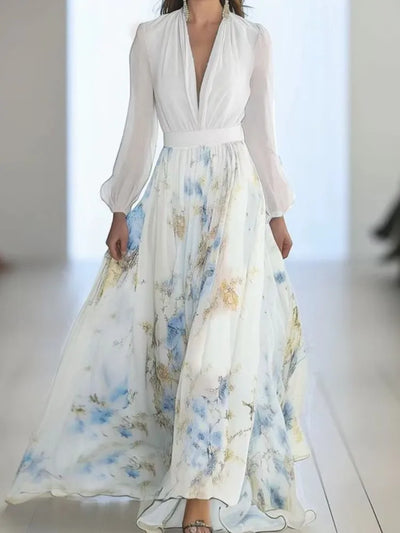 Lunara Deep V Maxi – Effortless Allure for Every Escape