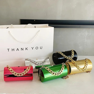 Auri Clutch – Gold Cylinder Mini Bag