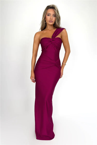 Luna One-Shoulder Maxi Dress – Sculpted Silence Edition