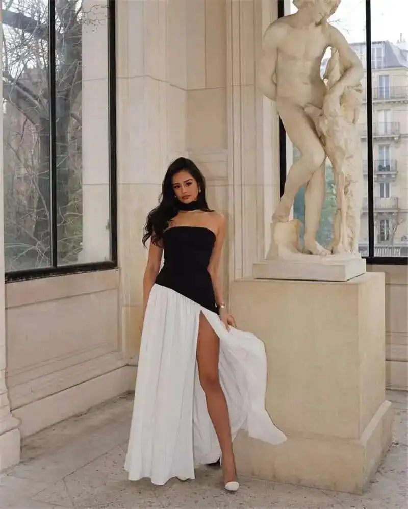 Siena Strapless Maxi Dress – Split Flame Edition