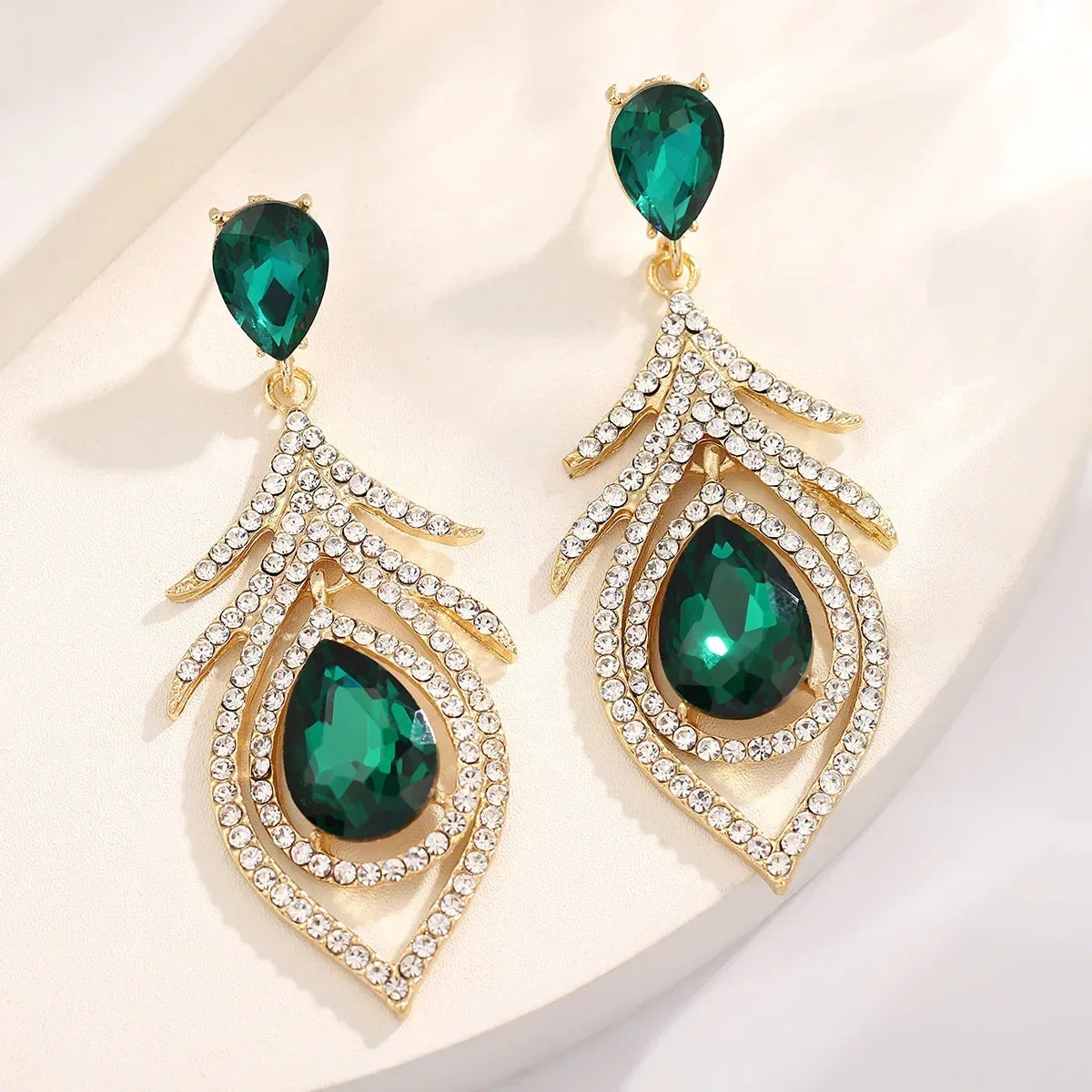 Rosy Crystal Drop Earrings