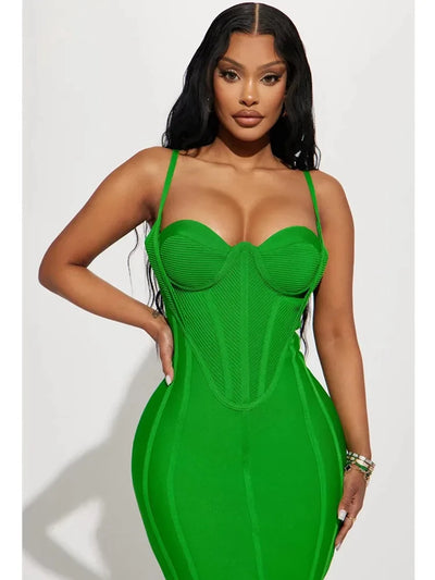 Zaria Backless Midi Dress – Emerald Edition