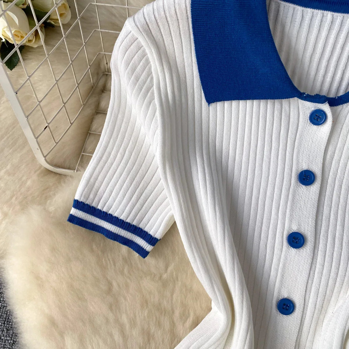 Luna Pleat Polo Set – Knit Mini Two-Piece