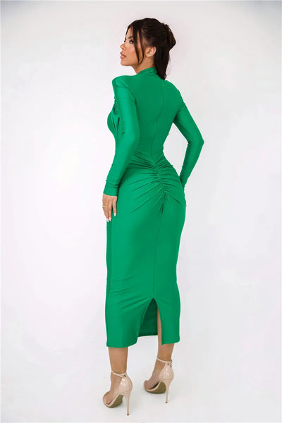 Kaia Ruched Cutout Maxi Dress– Metal Detail Edition