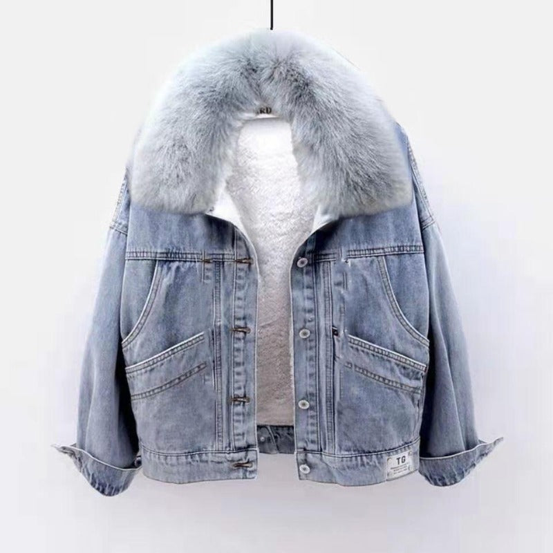 Nova Zip-Up Denim Hoodie Coat