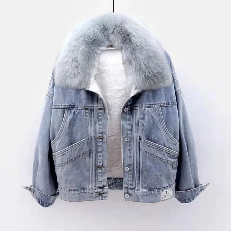 Nova Zip-Up Denim Hoodie Coat
