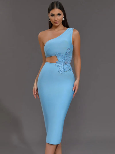 Elise One-Shoulder Dress – Pearl Sky Edition