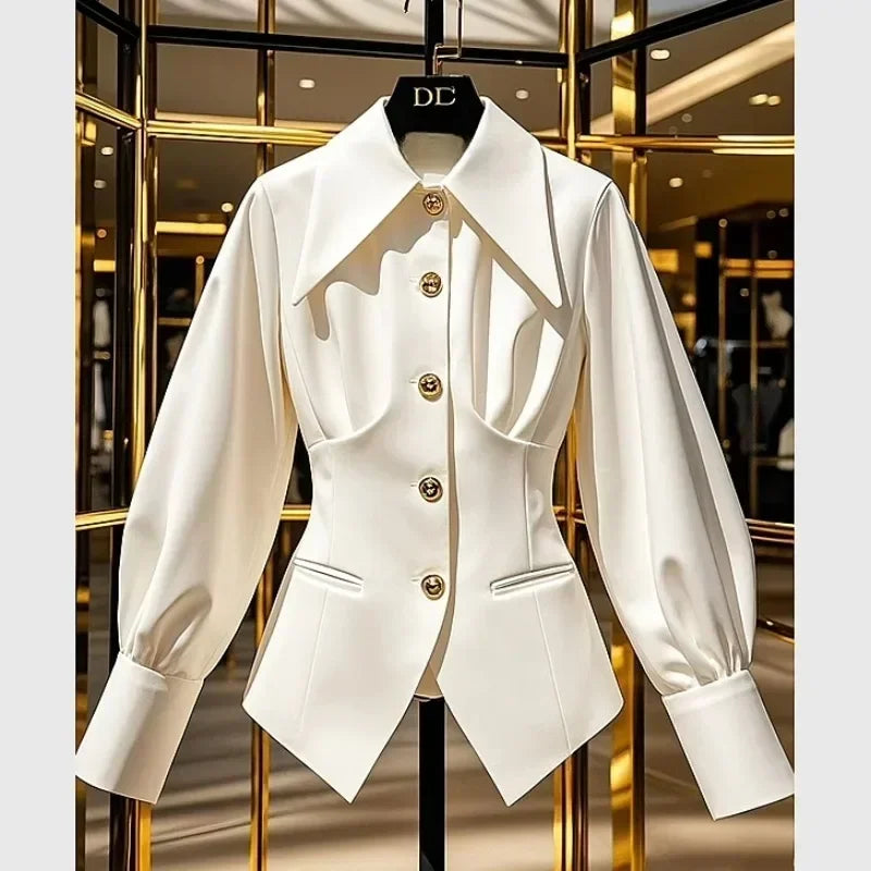 Élodie Cinched Collar Blouse – Paris Sculpt Edition