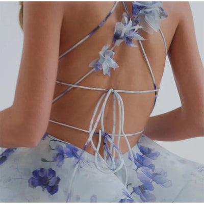 Aurelia Halter Dress – Wild Bloom, Bare Beauty