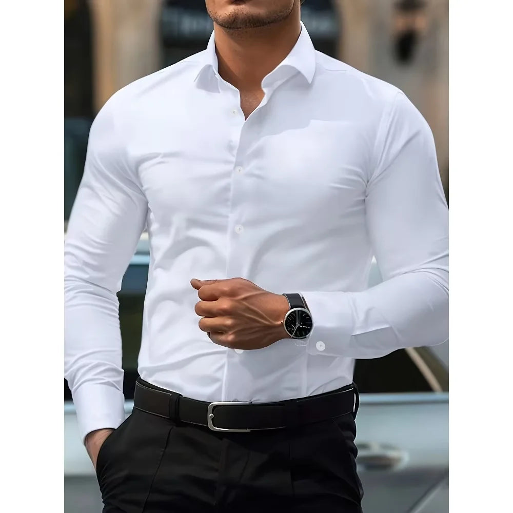 NoirFlex Classic Shirt – Men's Stretch Edition