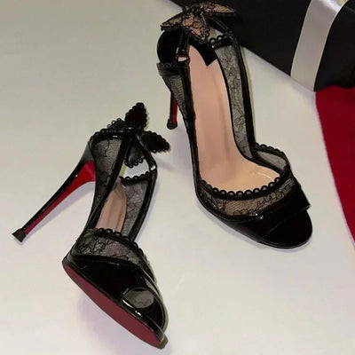 Nina Sexy Lace Bowknot High Heels  Sandals