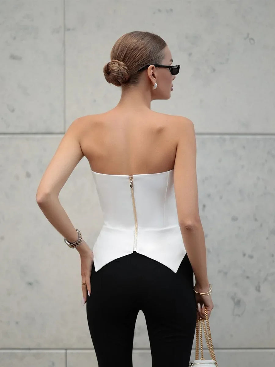 Novah Strapless Top – Metal Buckle Edition