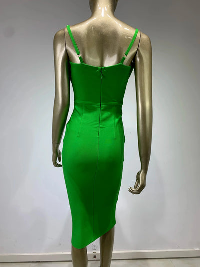 Zaria Backless Midi Dress – Emerald Edition