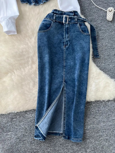 Reva Denim Patchwork Set – Structure & Flow Edition